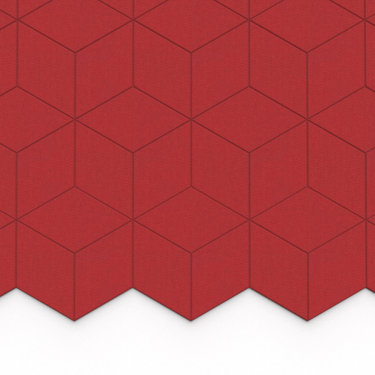 100% Recycled PET Felt Hexagon Diamond Large Acoustic Tile Red | Plastock