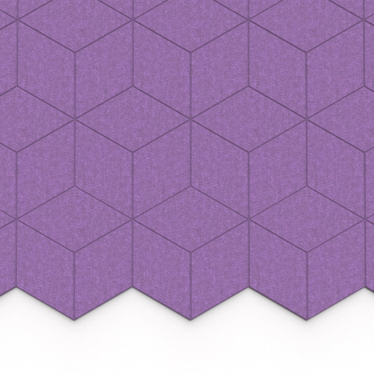 100% Recycled PET Felt Hexagon Diamond Large Acoustic Tile Violet | Plastock