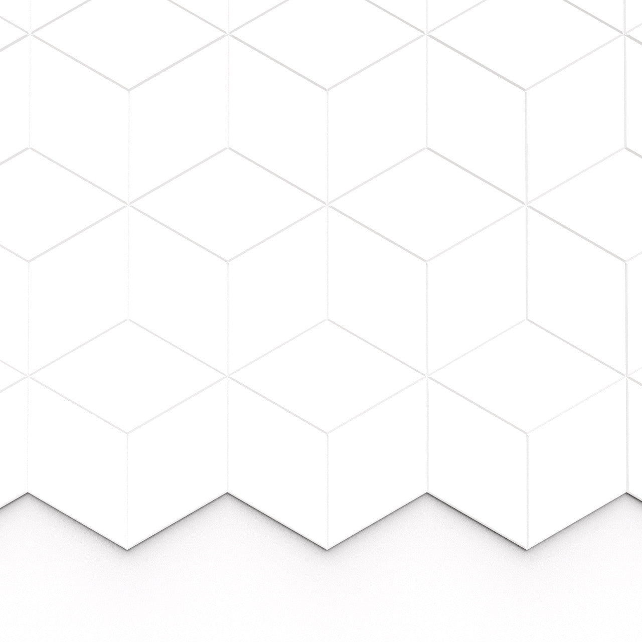 100% Recycled PET Felt Hexagon Diamond Large Acoustic Tile White | Plastock