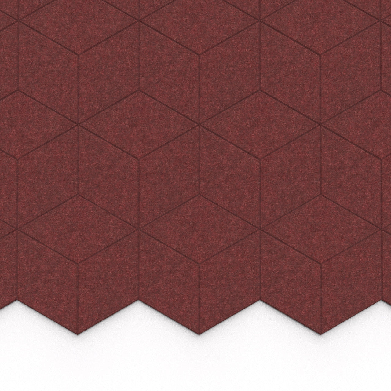 100% Recycled PET Felt Hexagon Diamond Large Acoustic Tile Wine | Plastock