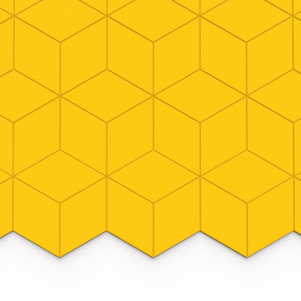 100% Recycled PET Felt Hexagon Diamond Large Acoustic Tile Yellow | Plastock