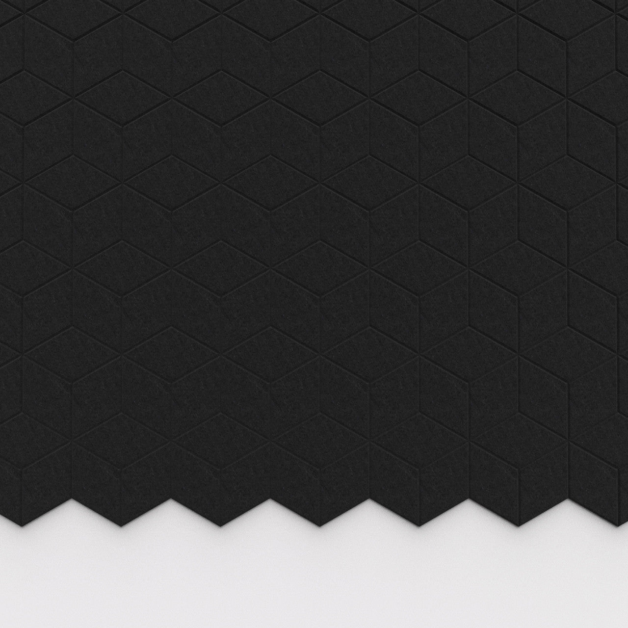100% Recycled PET Felt Hexagon Diamond Small Acoustic Tile Black | Plastock