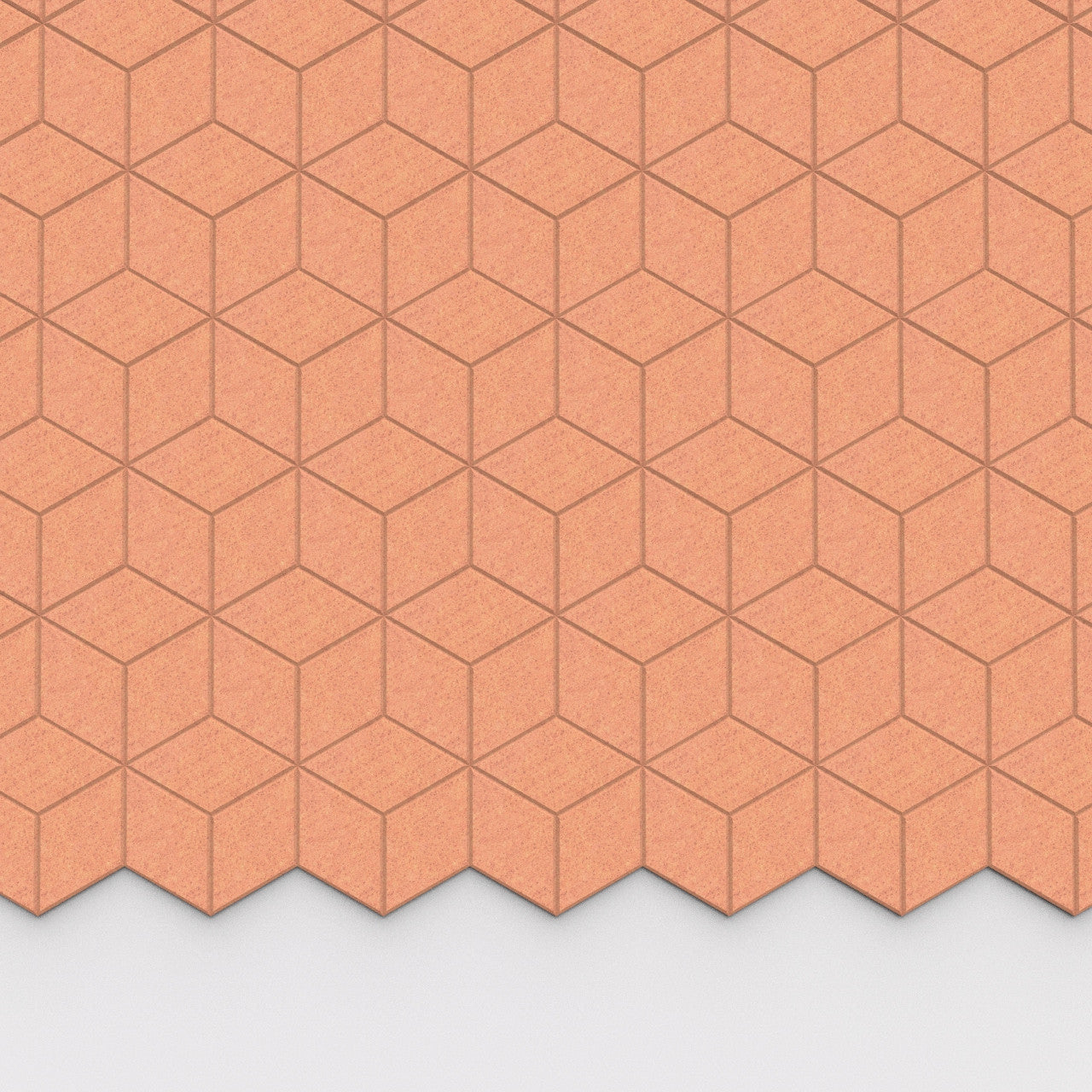 100% Recycled PET Felt Hexagon Diamond Small Acoustic Tile Cinnamon | Plastock