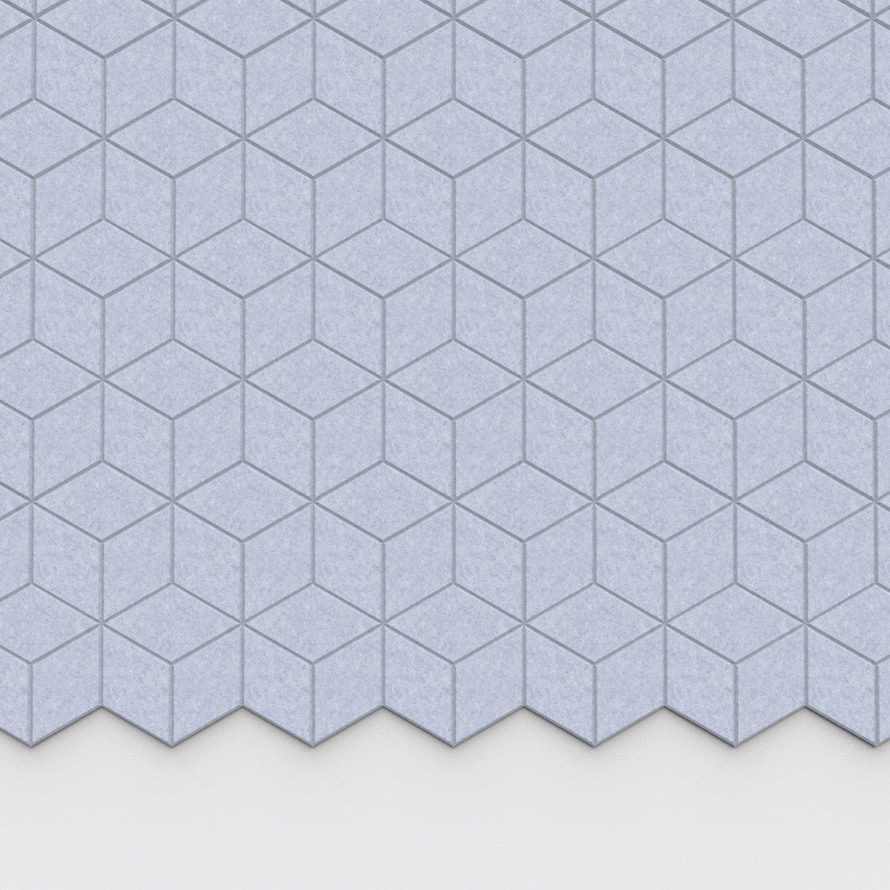 100% Recycled PET Felt Hexagon Diamond Small Acoustic Tile Frost | Plastock