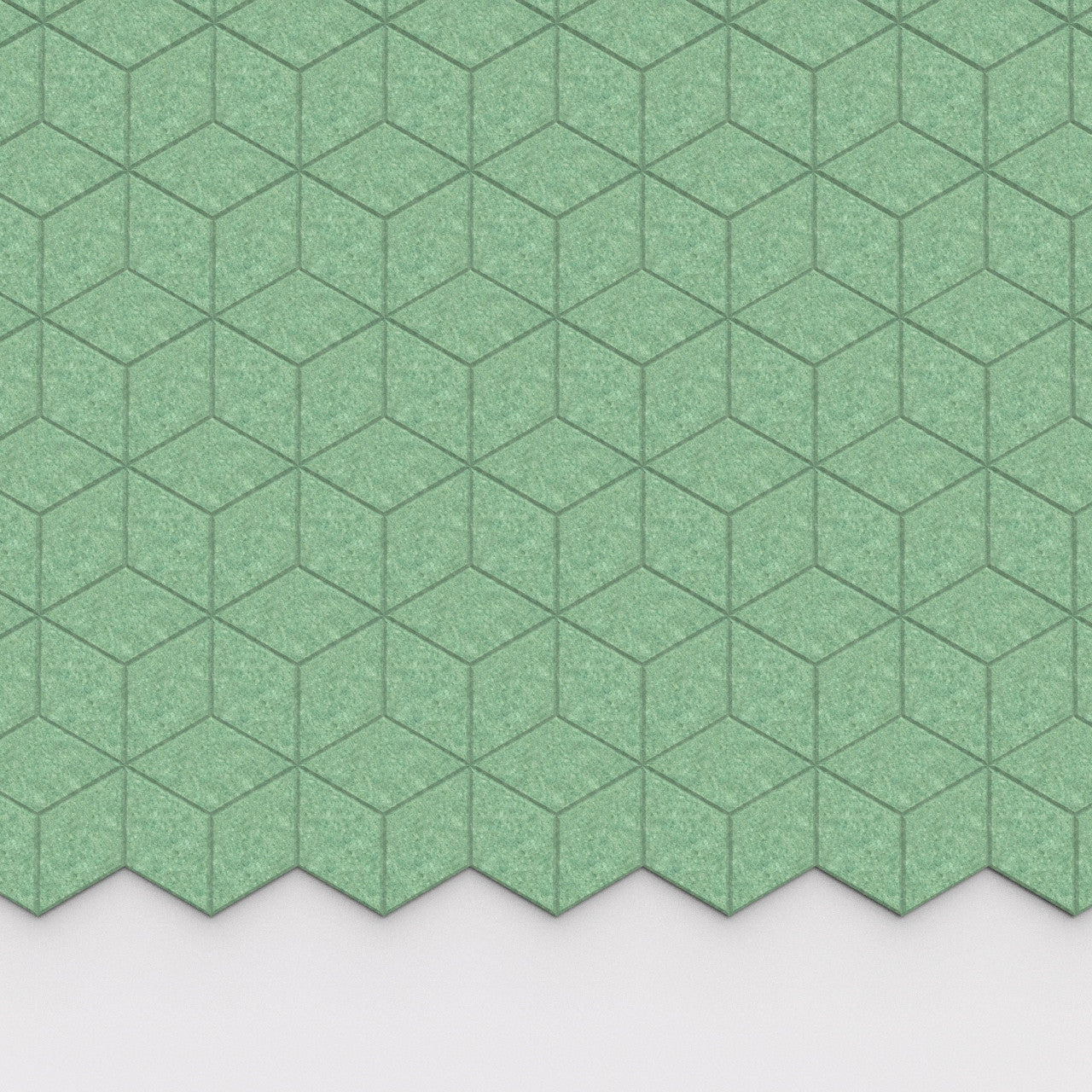 100% Recycled PET Felt Hexagon Diamond Small Acoustic Tile Green | Plastock