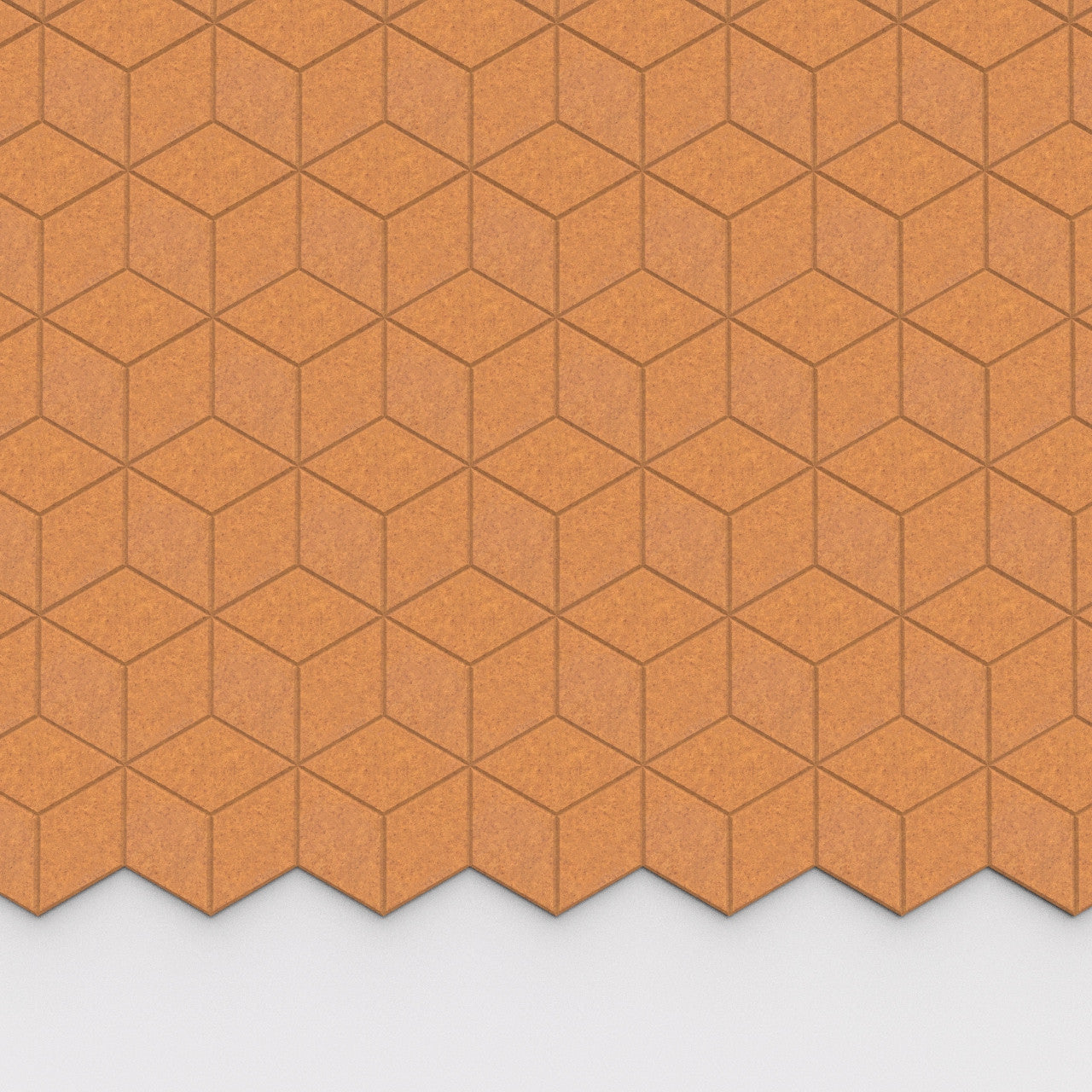 100% Recycled PET Felt Hexagon Diamond Small Acoustic Tile Honey | Plastock
