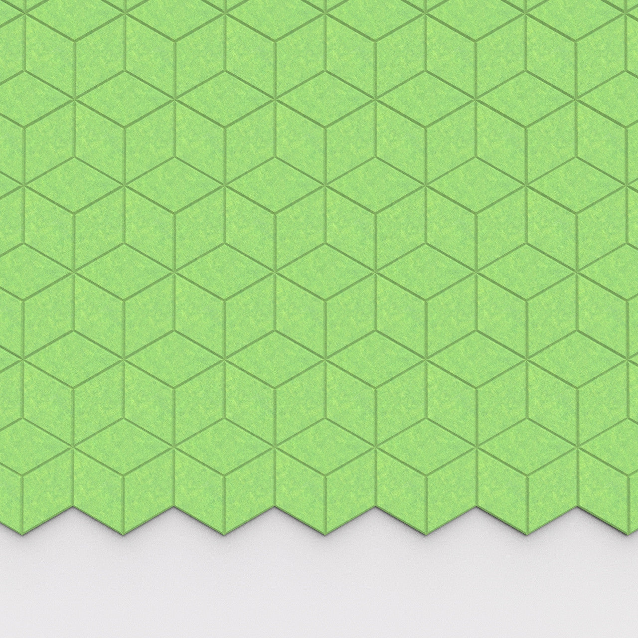 100% Recycled PET Felt Hexagon Diamond Small Acoustic Tile Lime | Plastock