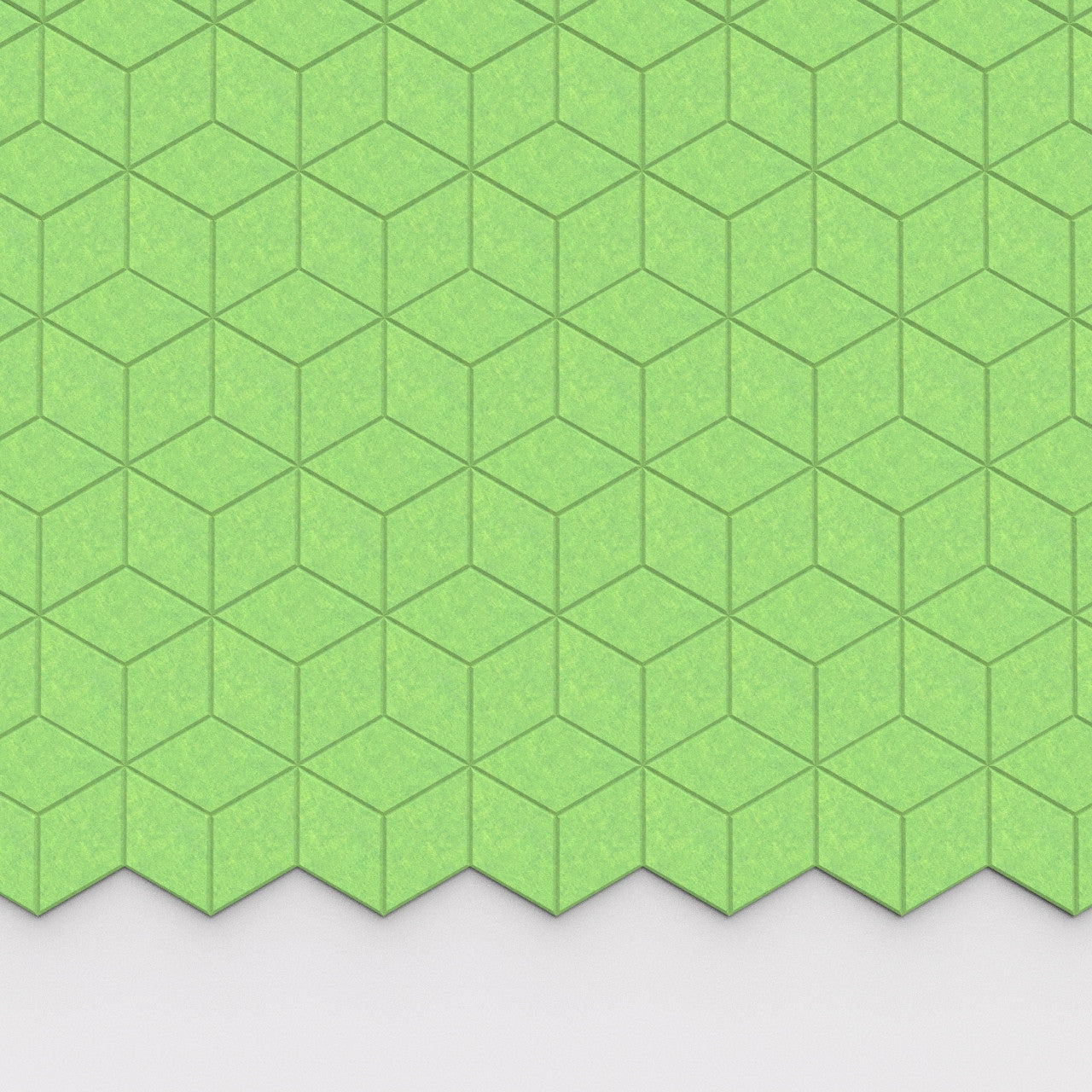100% Recycled PET Felt Hexagon Diamond Small Acoustic Tile Lime | Plastock