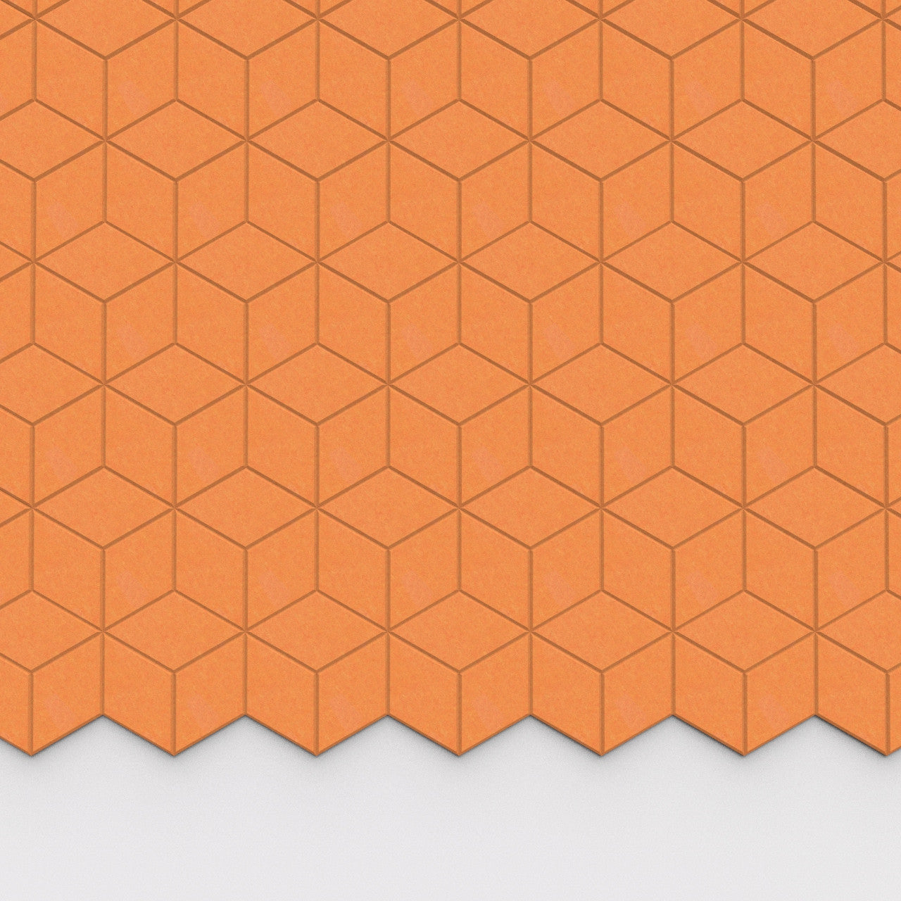 100% Recycled PET Felt Hexagon Diamond Small Acoustic Tile Orange | Plastock