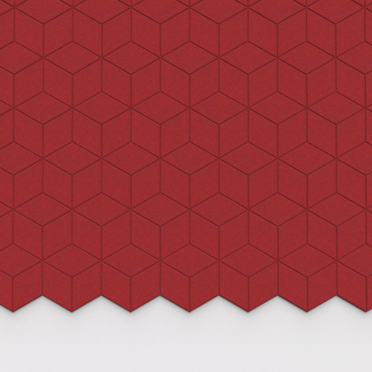 100% Recycled PET Felt Hexagon Diamond Small Acoustic Tile Red | Plastock