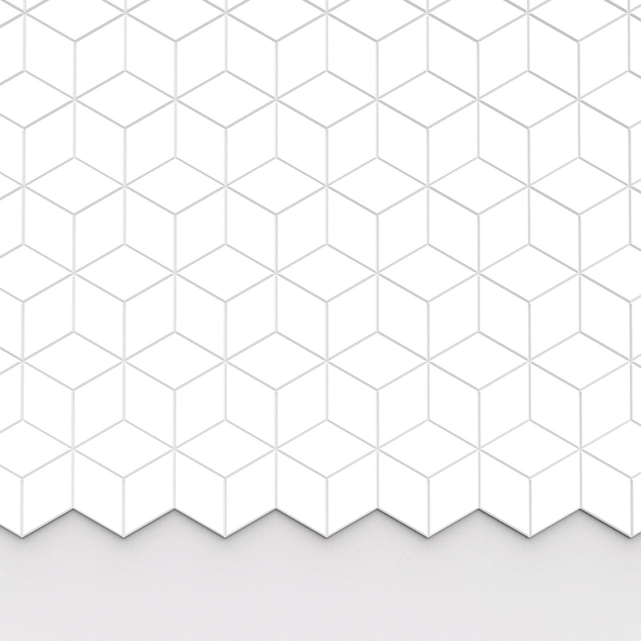 100% Recycled PET Felt Hexagon Diamond Small Acoustic Tile White | Plastock