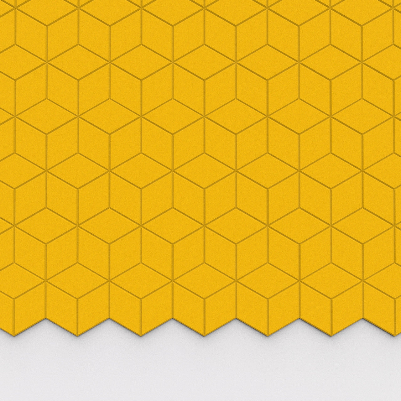 100% Recycled PET Felt Hexagon Diamond Small Acoustic Tile Yellow | Plastock