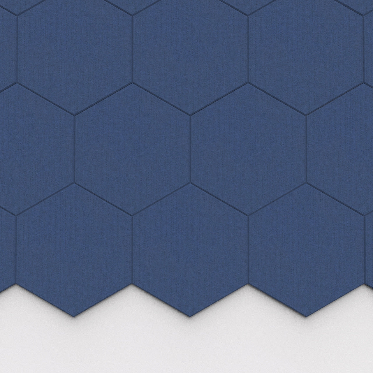 100% Recycled PET Felt Hexagon Plain Large Acoustic Tile Cobalt | Plastock