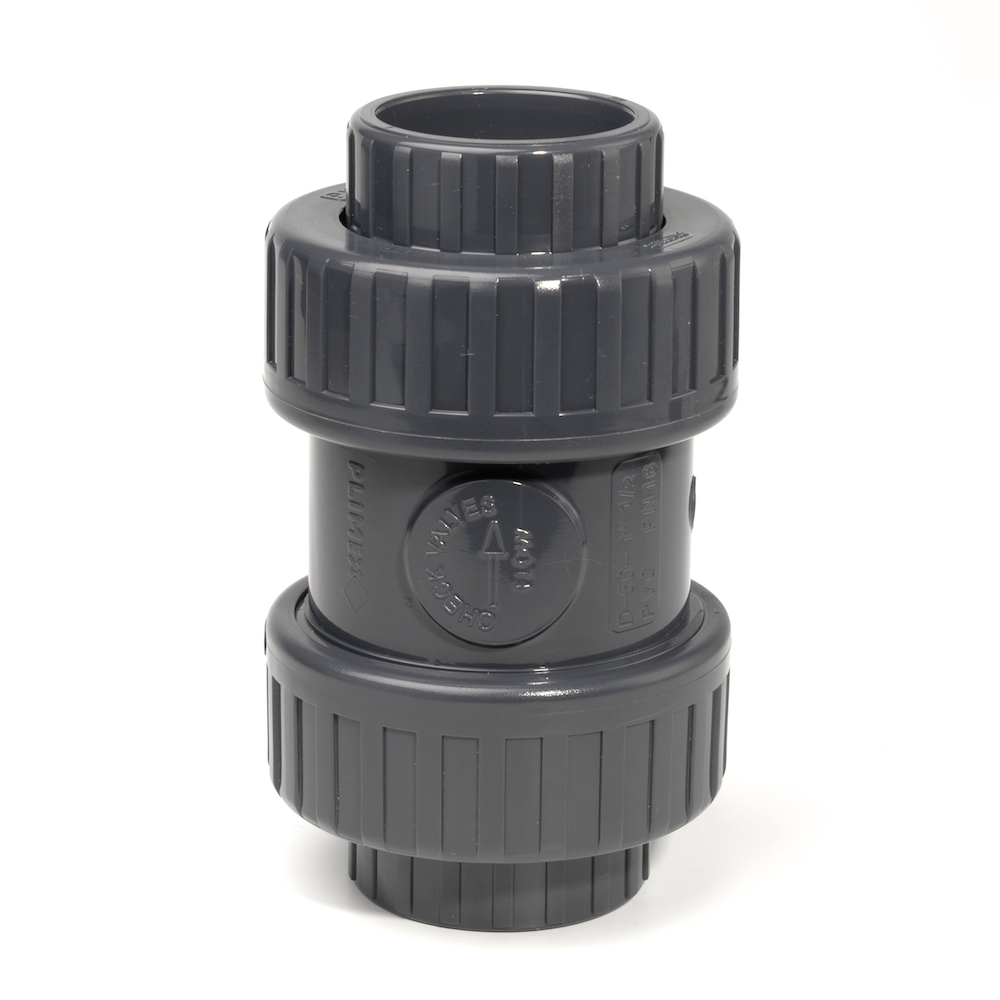 PVCu Check Valve Double Union Plain Metric Sockets EPDM Seals (Economy) | Plastock